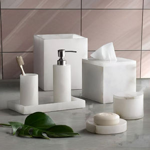 Juego de accesorios de baño de ónix de lujo, juego de tocador elegante con dispensador de jabón, bandeja de soporte para cepillo de dientes y más para baños modernos - Product Image 2