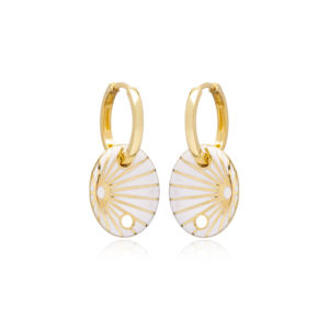 ตุ้มหูทรงรีเคลือบสีขาวเครื่องประดับแบบตุรกีทำด้วยมือเครื่องประดับเงินสเตอร์ลิง925ขายส่ง - Product Image 1