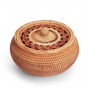 Boîte de rangement en rotin artisanale vietnamienne en gros Solution de rangement en fibres naturelles pour l'exportation - Product Image 1