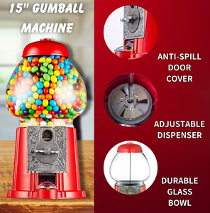 Distributeur de bonbons en verre rouge de 15 pouces en alliage d'aluminium Kwang Hsieh, vente en gros, fournisseur d'usine OEM - Product Image 4