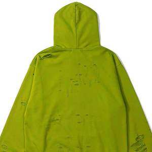 Sudaderas con capucha desgastadas lavadas con ácido de gran tamaño personalizadas Sudaderas con capucha vintage de gran tamaño rasgadas al por mayor Sudadera con capucha de peso pesado - Product Image 4