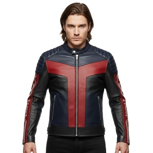 Veste en cuir véritable pour homme, veste de motard en peau de mouton véritable, coupe slim, veste bomber, vêtements pour homme grande taille - Product Image 1