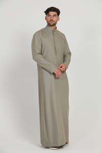 Handmade Cotton Men's Thobe/Thawb Breathable Four-Way Stretch <b>Ankle</b> Length Traditional Muslim Wedding Attire Hand Drawn Printing - Product Image 5