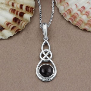 Onyx noir crochet forme pierre précieuse 925 argent Sterling plaqué or lunette réglage collier parfait cadeau d'anniversaire bijoux estampillés - Product Image 2