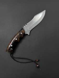 Couteau de chasse artisanal de haute qualité en acier J2, lame pleine longueur à pointe clip, fourreau en cuir personnalisable, bois de rose OEM, bois de rose intégral - Product Image 2