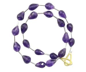 ลูกปัดทรงหยดน้ำตาแบบเหลี่ยม20ชิ้นอัญมณีอเมทิสต์ธรรมชาติสีฟ้า1เส้น - Product Image 1