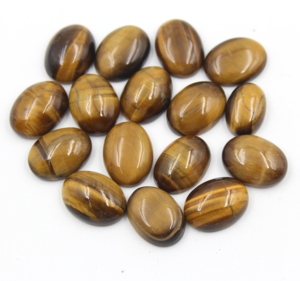 Cabujón Ovalado de Ojo de Tigre Natural de la Mejor Calidad, 16x12 mm, Parte Posterior Plana, Todos los Tamaños Disponibles, Ojo de Tigre Natural, Coral Dorado Fuego - Product Image 1