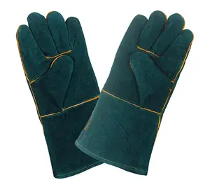 Wholesale Supplier Double Palm Industrial Safety Cowhide Split Leather Mink Work Gloves Best Quality
