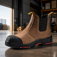 Bottes de travail robustes S3 Chelsea, embout en acier, anti-perforation, amortissantes, en cuir véritable, chaussures de sécurité pour hommes