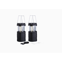 Juego de 2 Linternas de Camping Plegables Recargables, Resistentes al Agua IPX4, de Plástico Blanco, 3000 mAh, Manivela, USB/Solar, LED