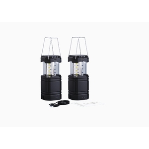 Ensemble de 2 lanternes de camping pliables rechargeables étanches IPX4 3000 mAh avec manivelle solaire USB 360 LED - Product Image 1