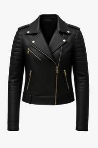VESTE EN CUIR NOIR TIMELESS POUR FEMME - Product Image 6