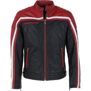 Chaqueta de Cuero para Motocicleta para Hombre - Chaquetas de Cuero Acolchadas Estilo Café Racer para Hombre - Product Image 2