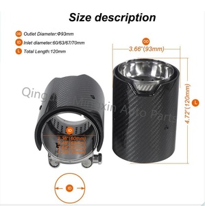 1 Uds puntas de escape para <span class=keywords><strong>BMW</strong></span> <span class=keywords><strong>M3</strong></span> G80 M4 G82 G83 2020 + puntas de silenciador de fibra de carbono brillante 93 MM entrada 105MM salida - Product Image 3