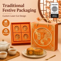 Boîte Cadeau Personnalisée pour Gâteaux de Lune de la Fête de la Mi-Automne, Emballage de Luxe Découpé au Laser, Coffret Vide de 8 Pièces pour Pâtisseries et Chocolats
