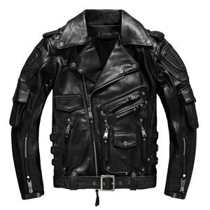 Veste en cuir pour hommes vintage Streetwear manteau de moto rembourré amovible - Product Image 6