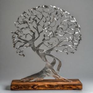 GlowLeaf AuraBranch EternaBloom, escultura de árbol de Metal decorativa hecha a mano para el hogar y la Oficina - Product Image 1