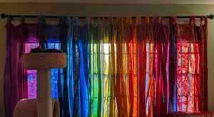 Cortinas de seda Sari indio Vintage multicolor hechas a mano, elegantes cortinas con estampado Floral, cenefas para decoración moderna del hogar, cuerda - Product Image 5