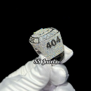 Bague de championnat Hip Hop pour homme en moissanite, argent 925, sur mesure, style rappeur, sertie de pierres, plaqué rhodium, sertissage à griffes - Product Image 6