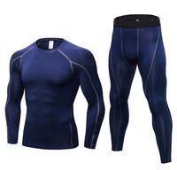 Ensemble de vêtements de sport unisexe à manches longues, collants de compression pour la remise en forme, 2 pièces, tenue de sport active pour la salle de sport, imperméable