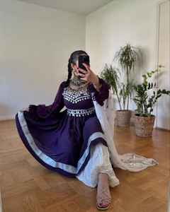 ชุดเดรสอัฟกานิสถานวินเทจ2ชิ้นกางเกงขายาวปักเหรียญแบบมีพู่ประดับกระดุมเสื้อผ้าสำหรับเจ้าสาว - Product Image 2