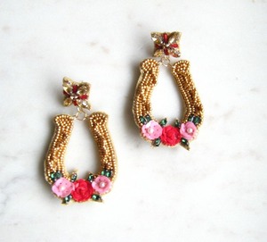 Cute Fancy Flower Handmade Beaded Embroidery Earring Stylish Beautiful New Design Trendy <b>Top</b> Fashionable by glowin fashion - Product Image 1