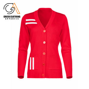 Cárdigan de punto Delta Sigma con ribete blanco Sorority Formalwear con logotipo bordado Elegante atuendo griego cómodo - Product Image 2