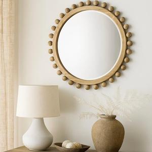 Espejo enmarcado de ratán de bambú de estilo retro con carácter Característica de pared elegante con diseño bohemio para uso decorativo - Product Image 4