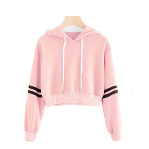 Mode féminine décontracté pull court sweat à capuche Sexy à manches longues hauts courts respirant sweats à capuche courts hiver doublé - Product Image 3