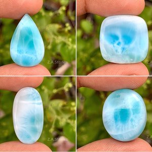 Pierre précieuse Larimar naturelle ronde lâche 4mm Cabochon pierre précieuse prix de gros pierre précieuse naturelle de qualité supérieure argent 925 bijou Larimar - Product Image 5