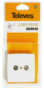 Presa passante a ponte (2 connettori: FM/TV-SAT) con finitura e presa (Televes 4335) (Confezione blister) - Product Image 1