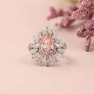 Anillo de Halo con Diamante Rosa en Forma de Pera de 1.21 Quilates Cultivado en Laboratorio, Certificado por IGI, de Lujo, en Oro Amarillo de 14K para Mujer, Joyería para Bodas y Fiestas - Product Image 5