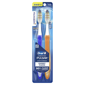 Brosse à dents électrique vibrante ultrasonique Oral-B Pulsar, rechargeable, étanche IPx4, lot de 2, poils moyens, garantie 2 ans - Product Image 1