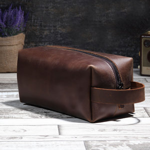 Genuine Leather Cosmetic <b>Bag</b> <b>Toiletry</b> Hot Sale Dopp Kit Makeup <b>Bag</b> Handmade <b>Toiletry</b> Travel Cosmetic <b>Bag</b> for <b>Men</b> High Quality - Product Image 1