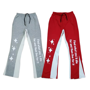 Pantalon de survêtement évasé personnalisé, élégant et de haute qualité, avec bande latérale, pantalon de survêtement GSM imprimé et lavé à l'acide pour hommes - Product Image 1