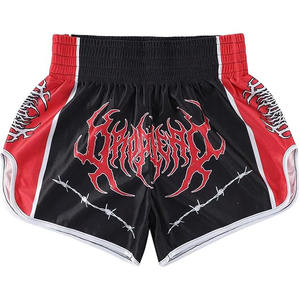 Muay Thai Trunks for <b>Men</b> MMA Kick Boxing <b>Shorts</b> with Sublimation Embroidery Applique Custom Logo OEM Manufacturer Cheap Price - Product Image 2