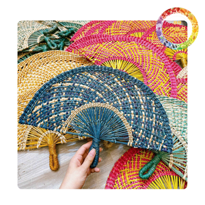 Abanico de mano artesanal de algas marinas de Vietnam |   Diferentes tamaños y colores con patrones creativos - Product Image 6