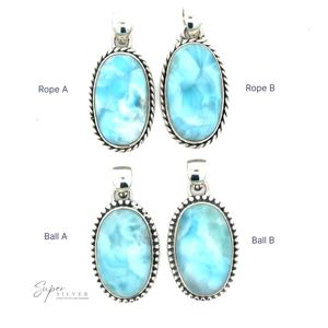 Colgante Larimar Oval con Borde de Bola o Cuerda - Product Image 1