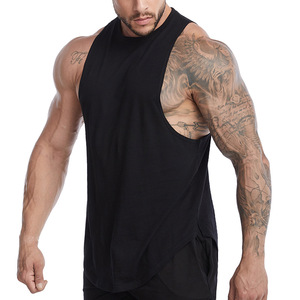 Camiseta sin mangas informal en blanco para hombre, para Fitness con cuello redondo Camiseta holgada, algodón acanalado, camiseta sin mangas para gimnasio, decoración bordada - Product Image 5