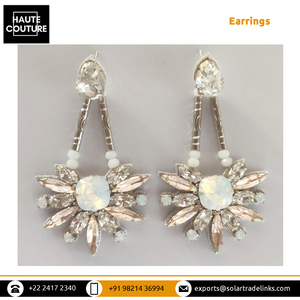 Pendientes de moda con cristales grandes en forma de gota, estilo broche, con cristales de ópalo y marquesa, pendientes llamativos personalizados de vendedor indio - Product Image 5