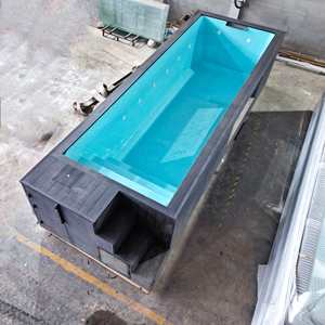 สระว่ายน้ำสปาไฟเบอร์กลาสทรงสี่เหลี่ยมแบบตั้งพื้นกลางแจ้งสุดหรูพร้อมใช้งาน - Product Image 2