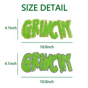 Vente en gros personnalisé patchs à paillettes logo Halloween vert chenille patch fer à repasser pour vêtements chapeaux - Product Image 4