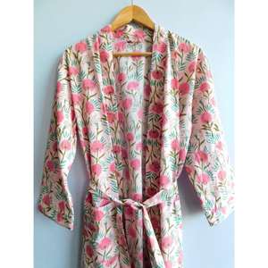 Kimono largo con estampado Floral, ropa de noche suave y cómoda, bata de baño de algodón, bata de verano, Kimono nupcial, ropa de playa, Kimono - Product Image 6