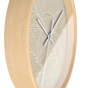 Reloj de pared de madera Beige minimalista estético y diseño elegante decoración de madera neutra para el hogar Reloj de pared moderno reloj de pared Metal moderno - Product Image 3