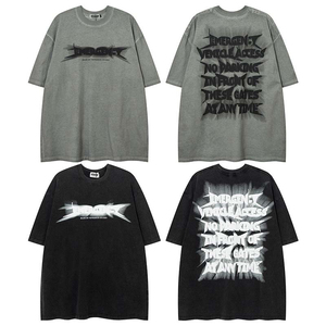 Personalizada de alta calidad 100% algodón Oversize cuello grueso serigrafiado gráfico Vintage Loose fit ácido lavado camiseta para hombres - Product Image 3