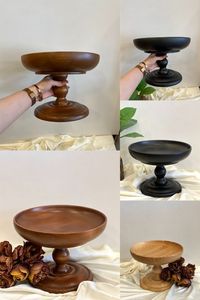 VAN CAKE FAIT À LA MAIN PERSONNALISÉ En gros Acacia Bois Naturel Couleur Acacia Bois Gâteau Stand En Bois Sculpté À La Main - Product Image 5