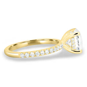 Hidden Halo Lab Grown Diamond Clouté Luxueux Mariage Fiançailles 14K Or Jaune Massif Rond Brillant Solitaire 4 Griffe Anneaux - Product Image 6