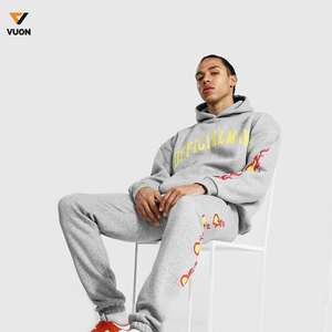 2024 hombres al por mayor barato personalizado de gran tamaño Unisex pantalones de chándal con capucha conjunto de Jogger de manga larga de algodón poliéster sólido primavera pulóver - Product Image 3