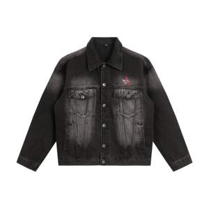 Veste en jean tendance avec logo personnalisé pour homme, veste en jean multi-poches, veste décontractée pour homme - Product Image 1