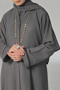 Abaya de manga larga de color personalizado para mujer, ropa islámica informal sólida e impresa que incluye Hijab de talla grande, logotipo personalizado OEM - Product Image 2